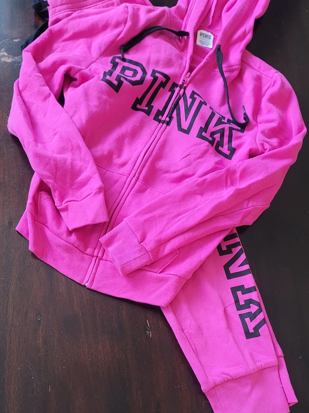 Y2K PINK Victoria's Secret Hot Pink Hoodie SET  Never Worn MEDIUM Pants